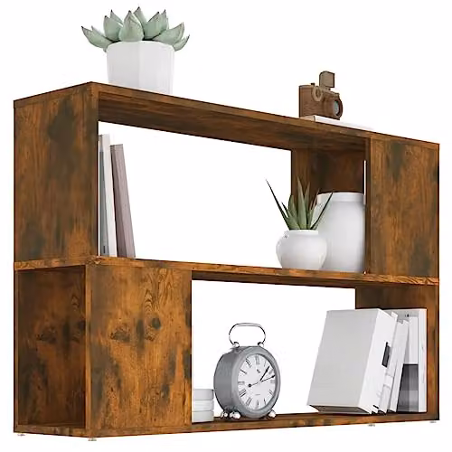 vidaXL Modern Smoked Oak Book Cabinet in Brown, W/D/H: 100 x 24 x 63 cm – 3