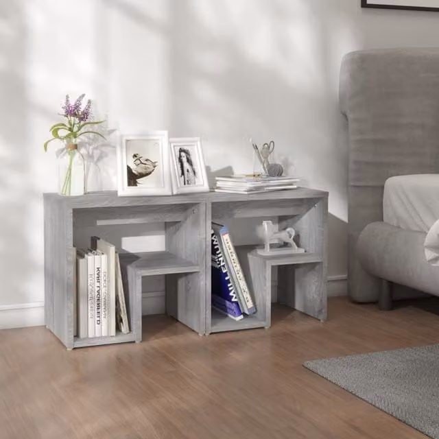 Berkfield Home Set of 2 Bedside Cabinets in Grey Sonoma, W/D/H: 40 x 30 x 40 cm