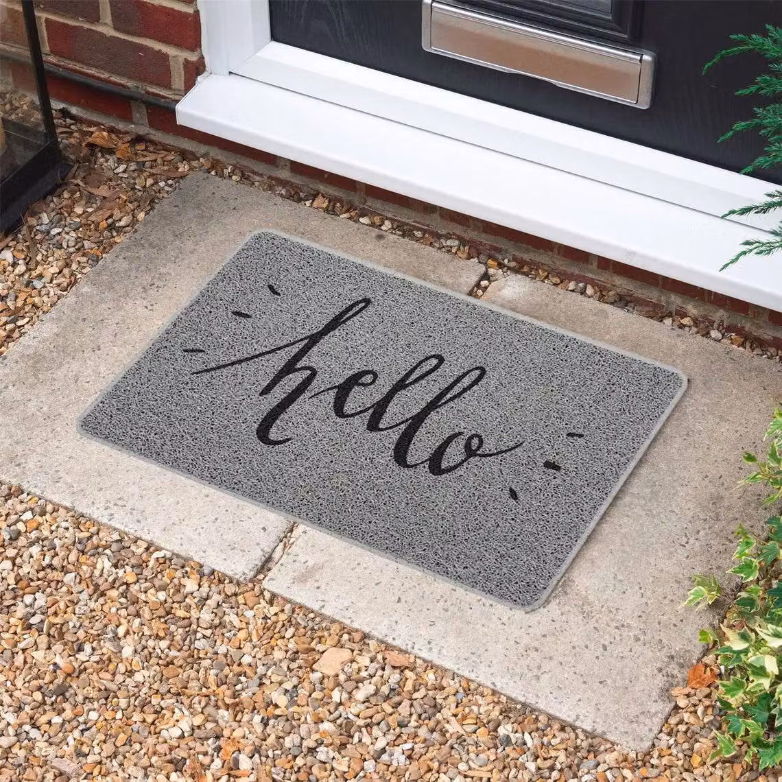 Nicoman Spaghetti Novelty UV Print Grey Door Mat W: 70 cm, D: 44 cm – 2