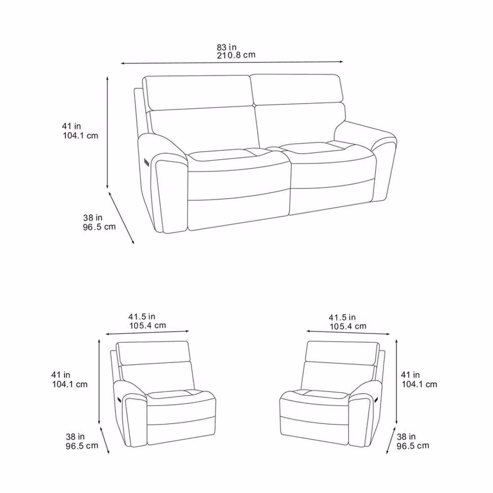 Furnishings For Less UK Lois Electric Reclining 3 Seater Fabric Sofa in Midnight Black with USB Charging Ports – 3
