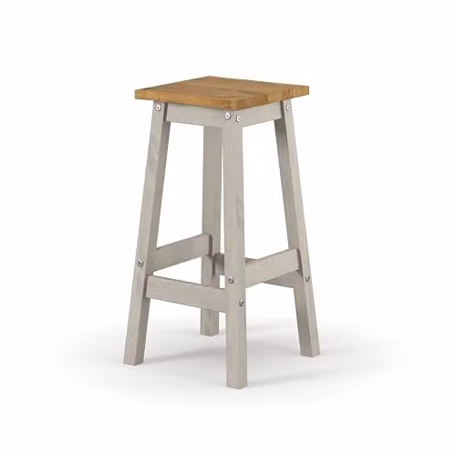 Core Products Corona Set of 2 Live Edge High Breakfast Stools in Black or Grey Waxed Pine Wood