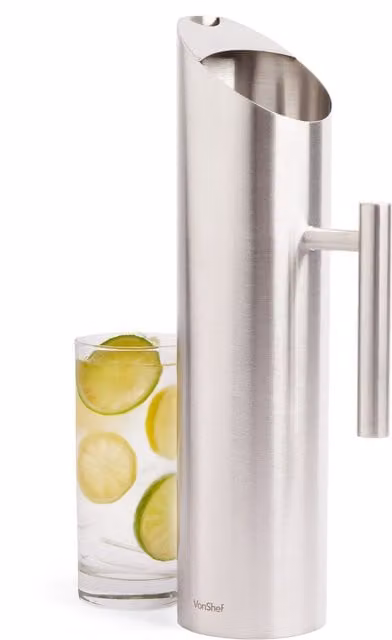 VonHaus Stainless Steel Water Jug with Handle and Ice Guard, 1.7 l, Silver – 1