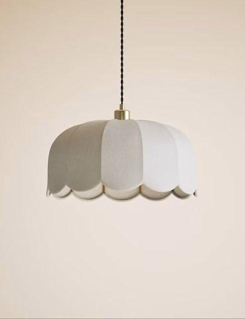 M&S Skeletal Petal Fabric Scallop Pendant Light in Beige