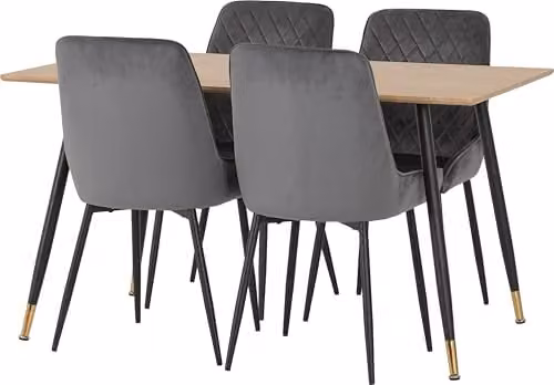 Seconique Hamilton Dining Set with 4 Avery Grey Chairs, W: 140 cm – 3