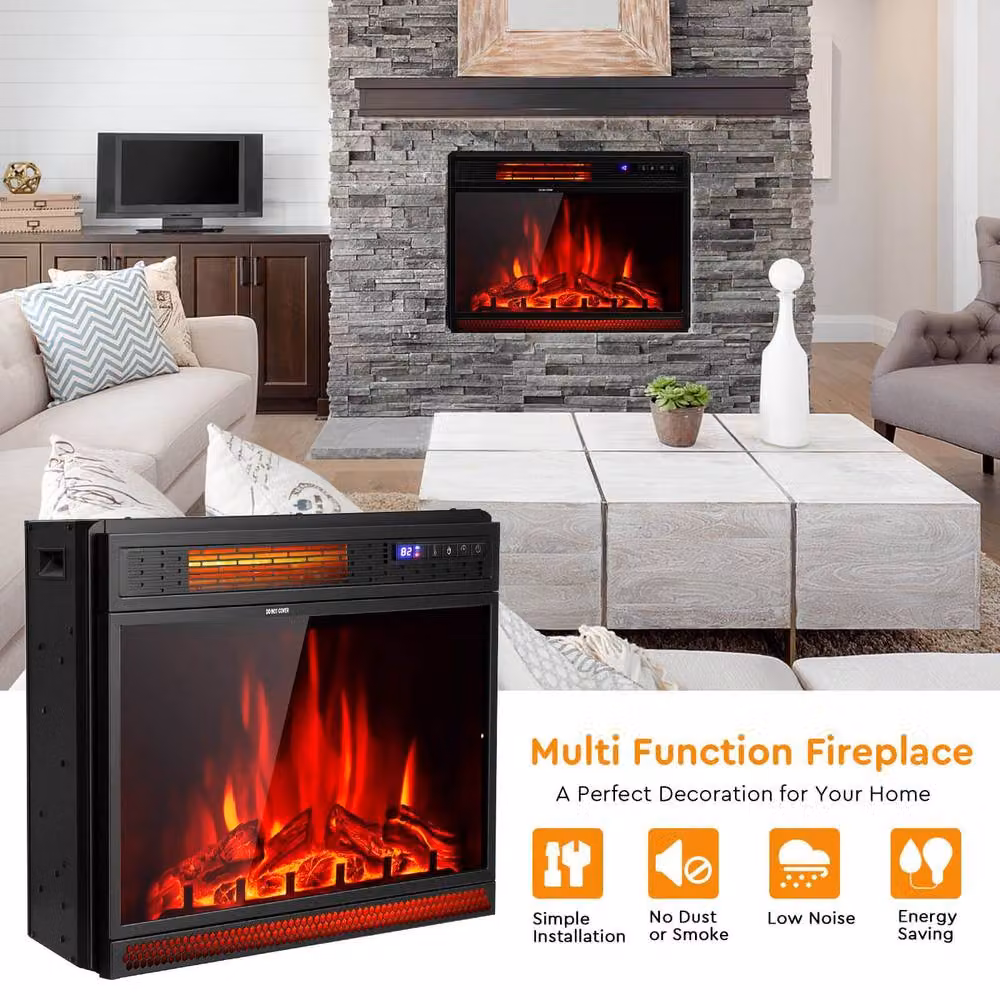 CASART Electric Fireplace Insert Infrared Heater with Remote Control, Black – 5