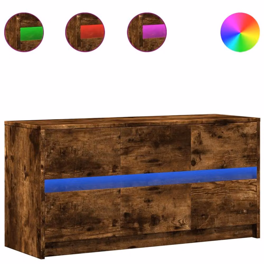 Berkfield Home Modern TV Cabinet with LED in Smoked Oak Brown, W/D/H: 100 x 34 x 50 cm – 3