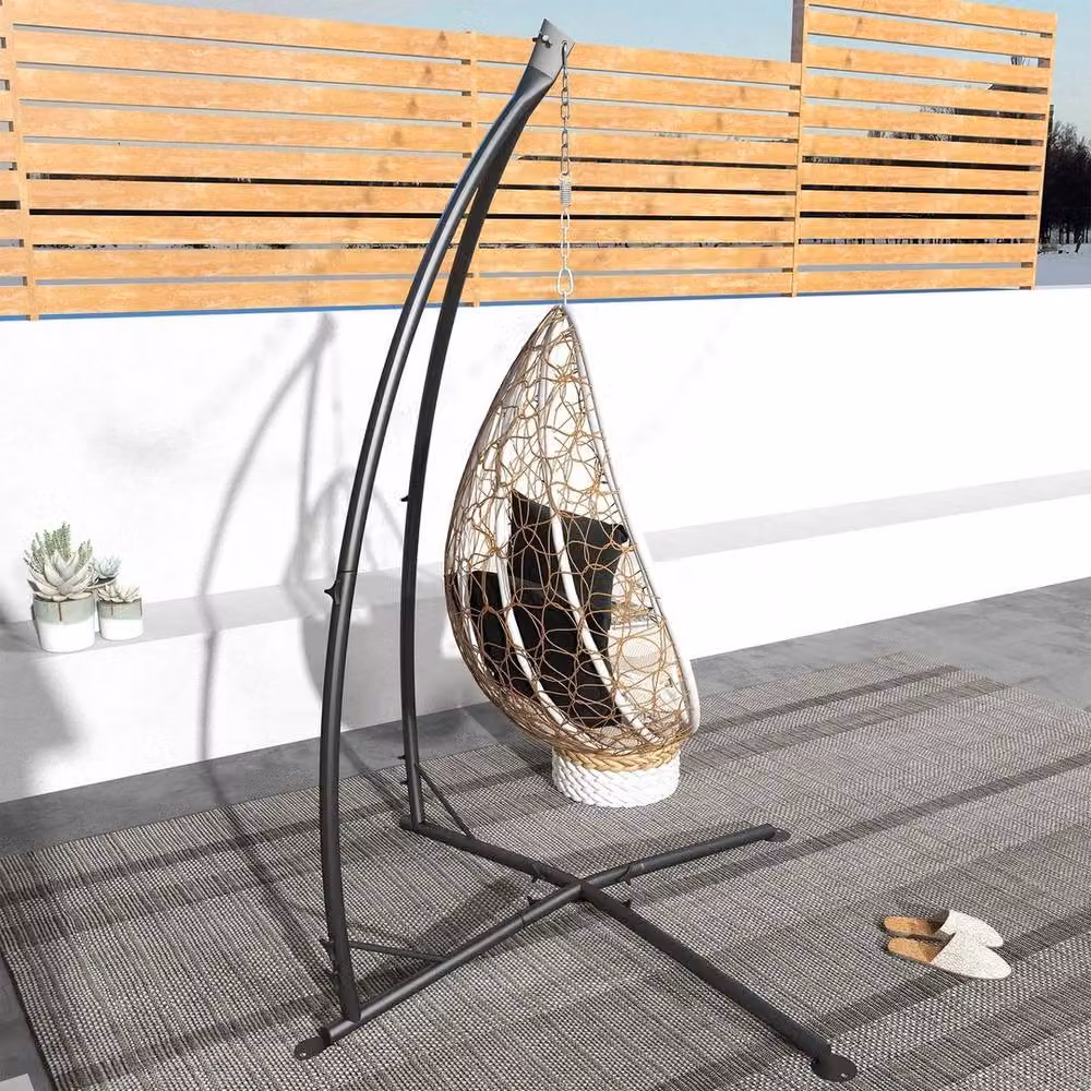 Kelvenix Metal Hammock Chair Stand with Chain in Black, H 215 x W 110 x D 110 cm – 4
