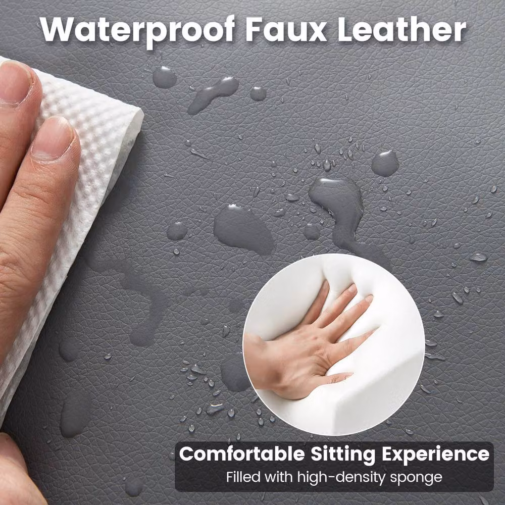 Gymax Grey PU Leather Swivel Task Computer Chair for Home Office – 5