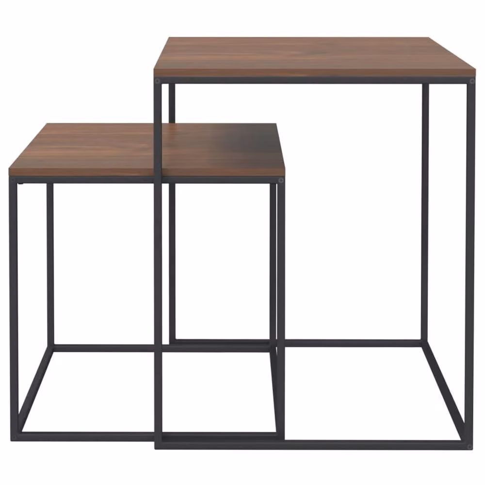Berkfield Home 2-Piece Nested Coffee Table Set in Black and Brown with Engineered Wood and Metal Industrial Design – 3