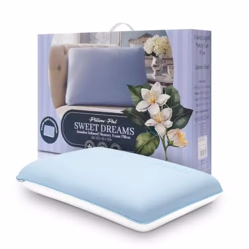 GC Gaveno Cavailia Jasmine Scented Memory Foam Pillow in Blue, W/D/H: 60 x 40 x 13 cm