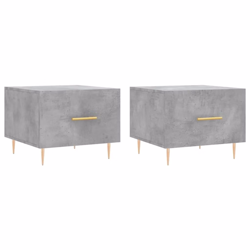 Berkfield Home Set of 2 Modern Square Coffee Tables in Concrete Grey, W/D/H: 50 x 50 x 40 cm