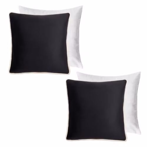 OHS 2 Pack Matte Velvet Piped Edge Cushion Covers in Black or Grey, W/D/H: 45 x 45 x 45 cm – 1