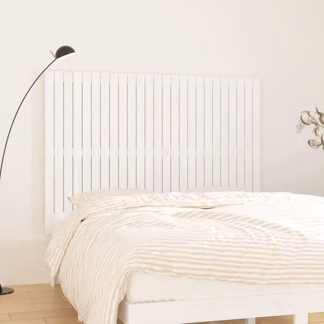 Berkfield Home White Solid Wood Pine Wall Mounted Headboard W: 159.5 cm, D: 3 cm, H: 110 cm