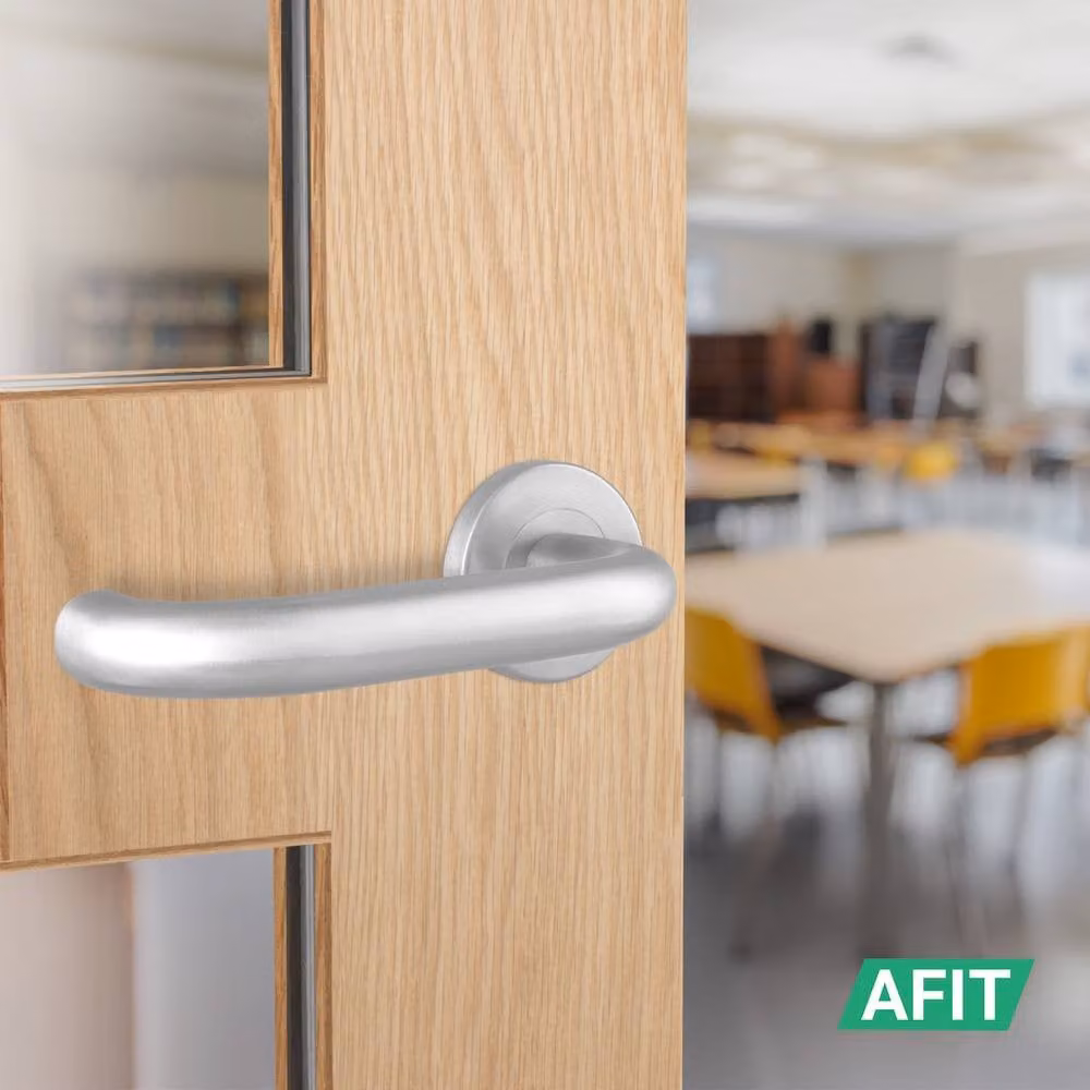 AFIT Satin Stainless Steel Return to Door Handles with 64mm Latch Hinges in Silver, W/D/H: 15 x 15 x 15 cm – 4