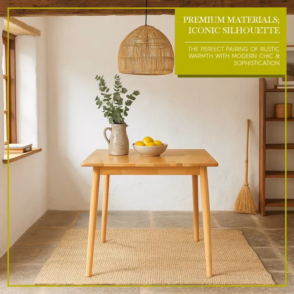 Nicholas Winter Square Wooden Dining Table in Natural Brown, W/D/H: 90 x 90 x 75 cm – 2