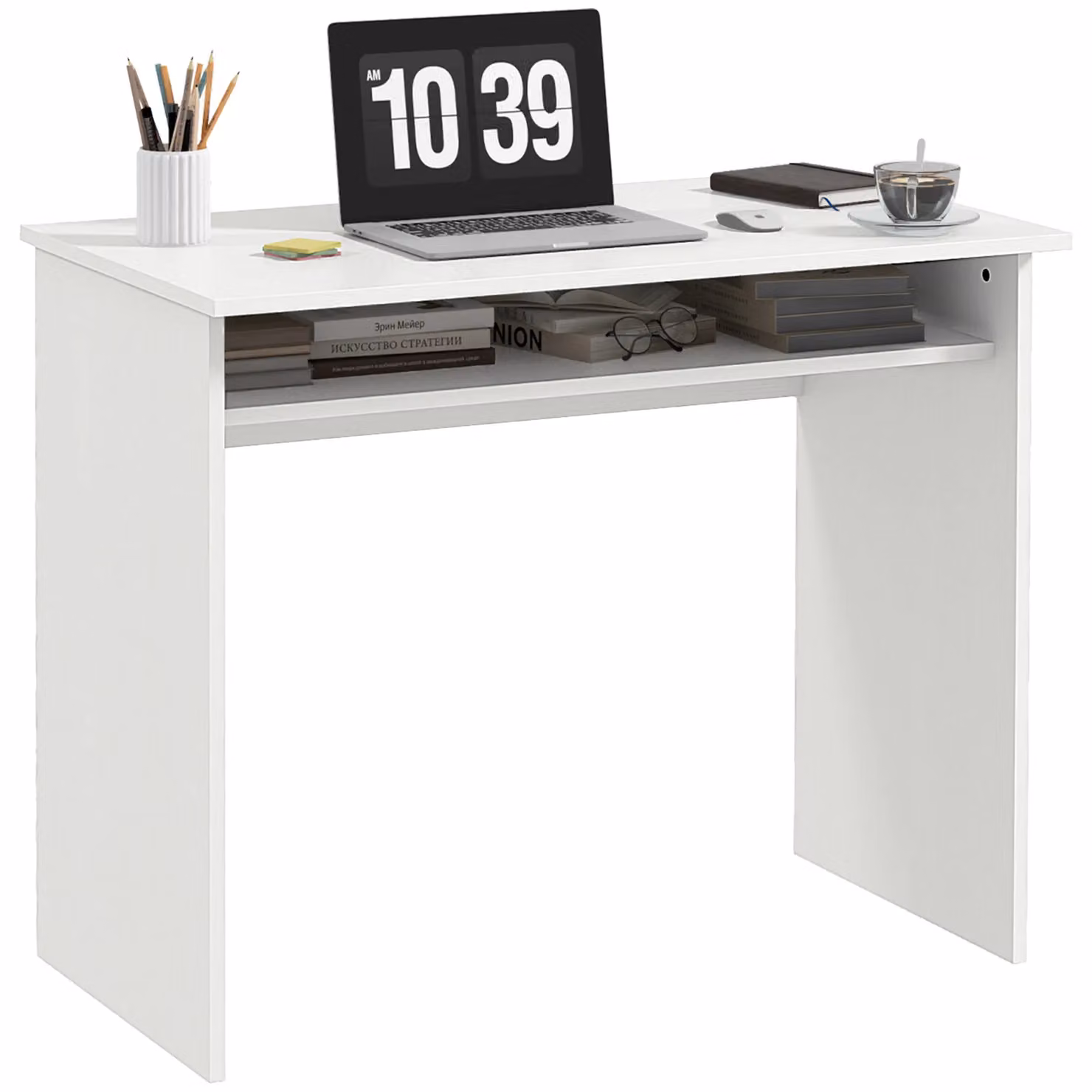 HOMCOM Computer Desk and Study Workstation in White – 2