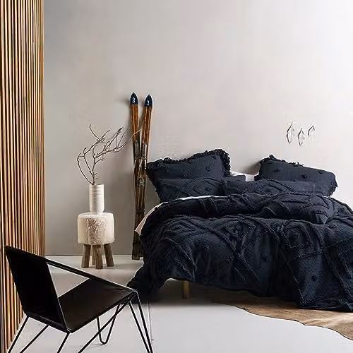 Linen House Adalyn Cotton Duvet Cover and Pillowcase Set, Blue, W/D/H: 180 x 200 cm and 50 x 75 cm – 3