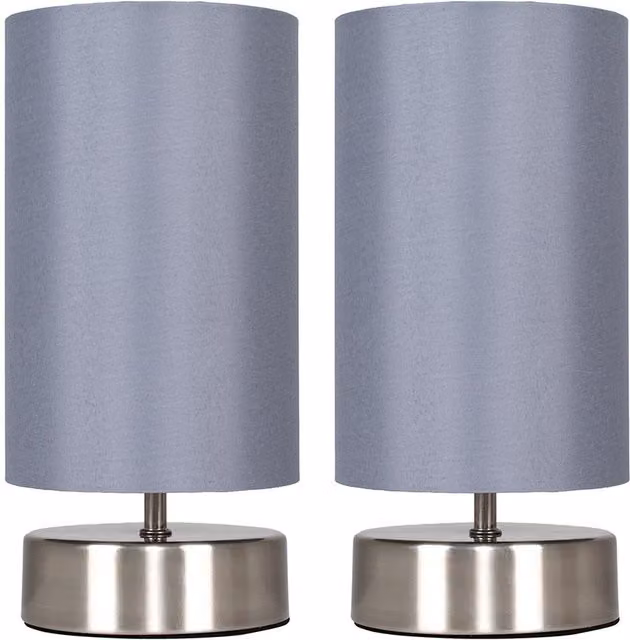 ValueLights Francis Silver Table Lamps - Set of 2 - Chrome and Grey