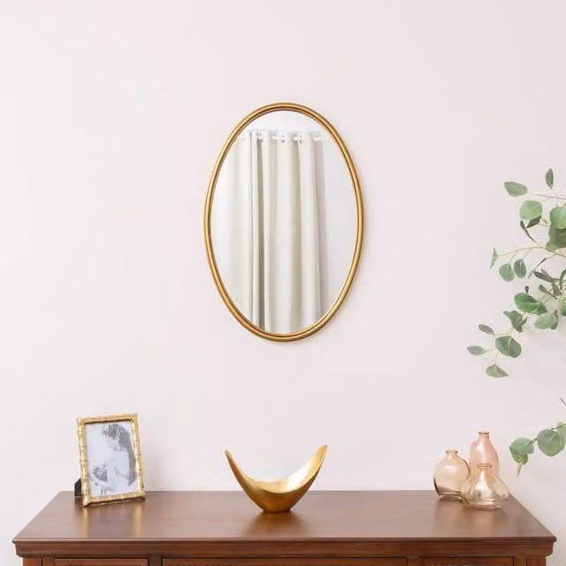 Melody Maison Gold Oval Metal Framed Vintage Wall Mirror W: 60 cm, H: 40 cm