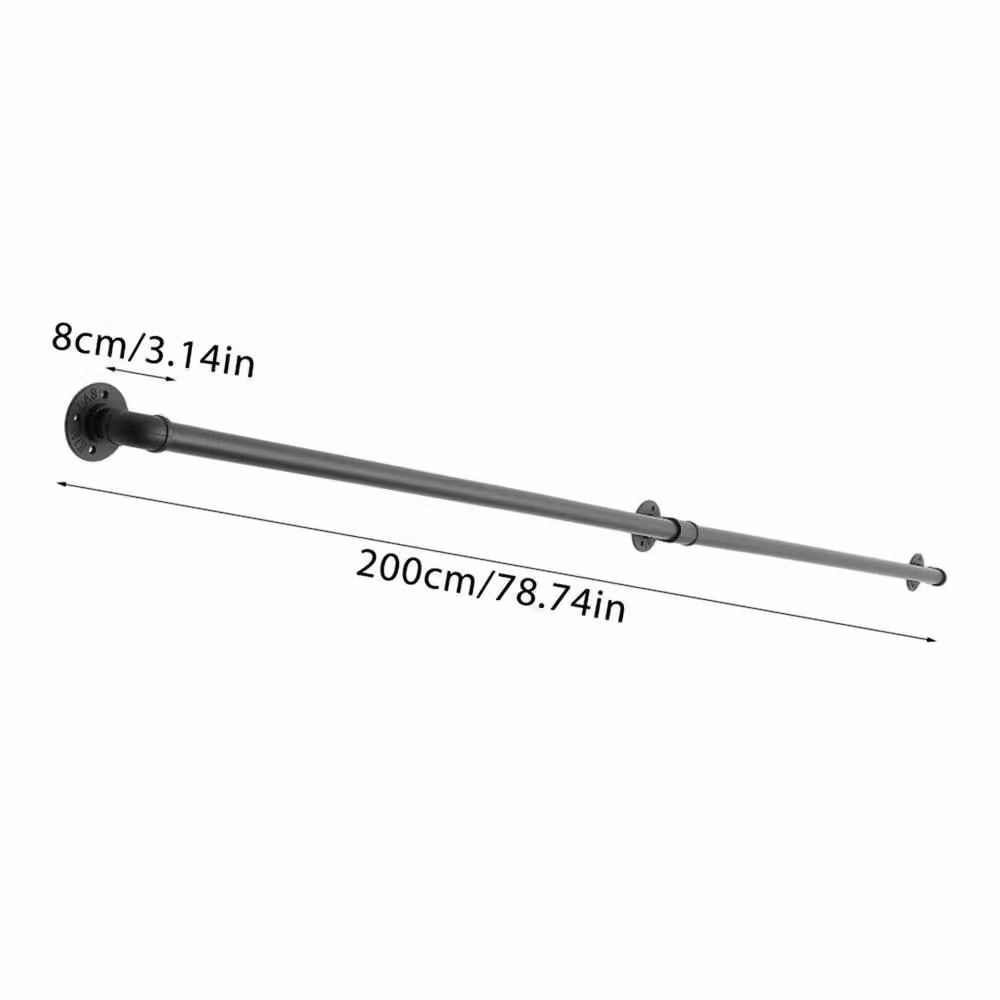 KORVIXA Black Round Handrail Stair Rail with 3 Brackets, Diameter: 32 mm, Length: 2000 mm, Width: 520 mm – 2