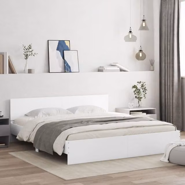 Berkfield Home White Bed Frame with Lift Up Base and Wood Slats, 200 x 200 cm – 1
