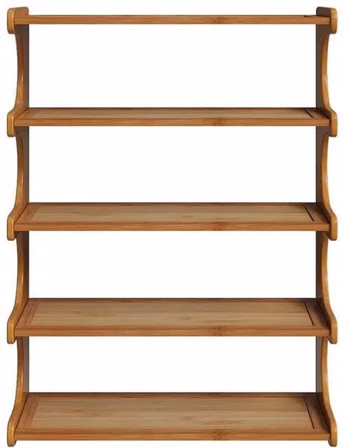 KORVIXA 5 Tier Natural Bamboo Wood Shoe Rack in Brown, W/D/H: 50 x 20 x 68 cm