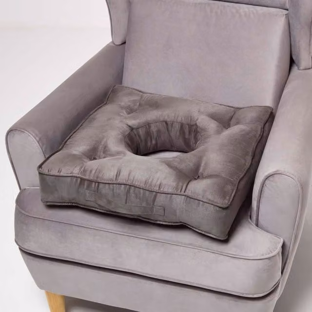 Homescapes Grey Faux Suede Ergonomic Contoured Coccyx Cushion