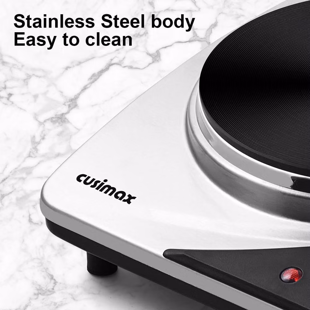 Cusimax Silver 2500W Double Cast Iron Hot Plate with Temperature Controls – 7