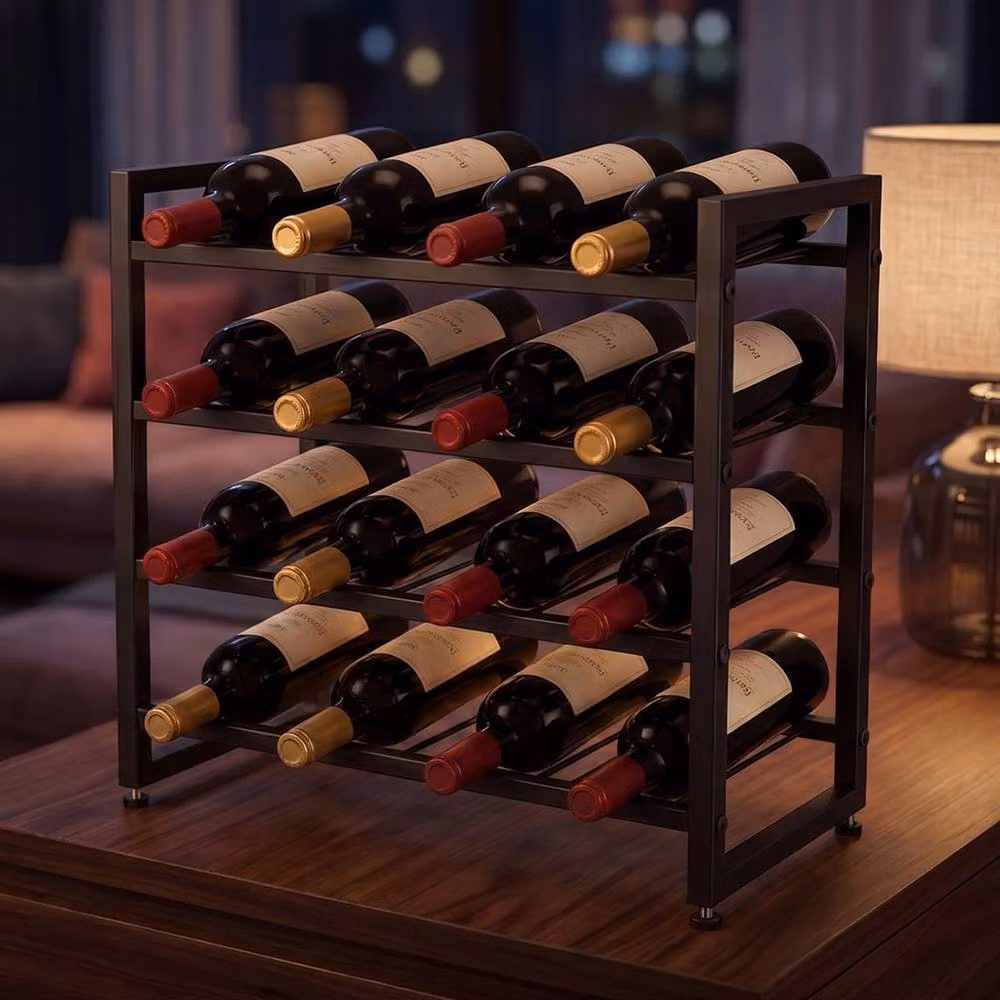 Levede 4 Tier Metal Countertop Wine Rack Organiser, Black – 3