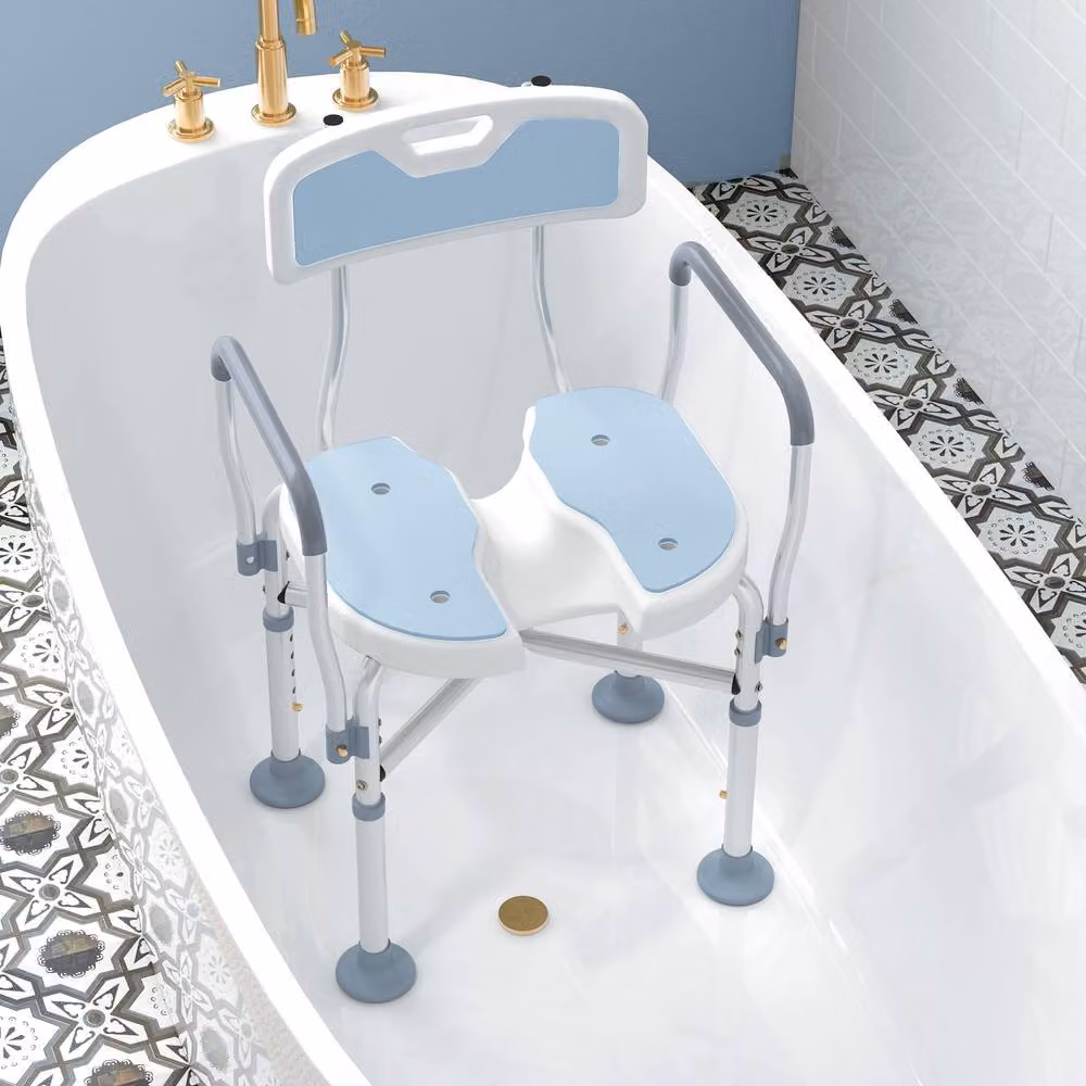 STILVORA Blue Shower Chair with Adjustable Height and Arms – 2