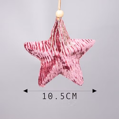 Shatchi Pink and Gold Star Christmas Hanging Decoration Pendant, 10.5 cm – 2