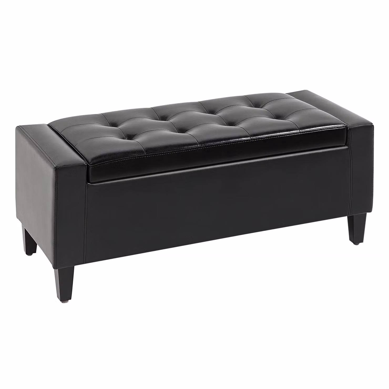 HOMCOM PU Leather Tufted Storage Ottoman Bench in Black, W: 92 cm, D: 40 cm, H: 40 cm – 2