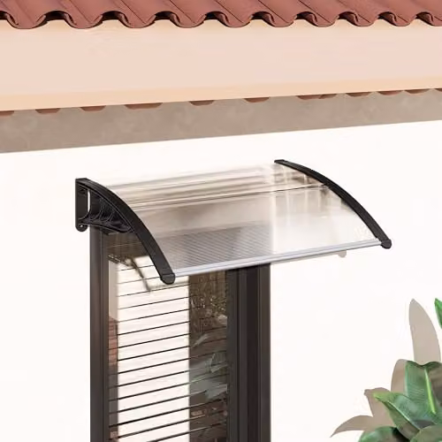 Outsunny UV Resistant Wall-Mounted Front Door Canopy Awning in White, W: 120 cm, D: 75 cm – 5