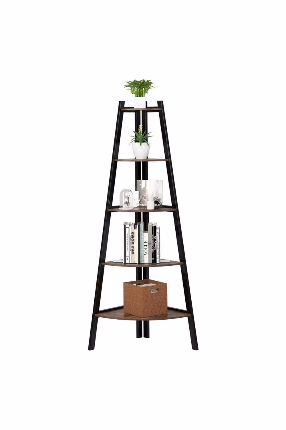 Living and Home 5 Tier Vintage Corner Plant Stand in Brown – 2