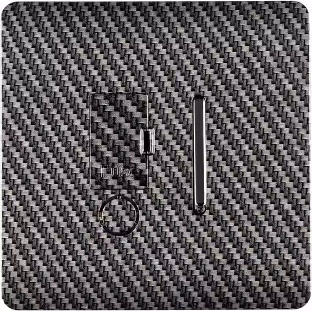 Trendi Switch 13 Amp Single Fused Spur Connection Unit with Flex Outlet in Carbon Fibre and Chrome