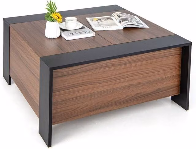 Kelvenix Square Extendable Cocktail Tea Table in Brown – 1