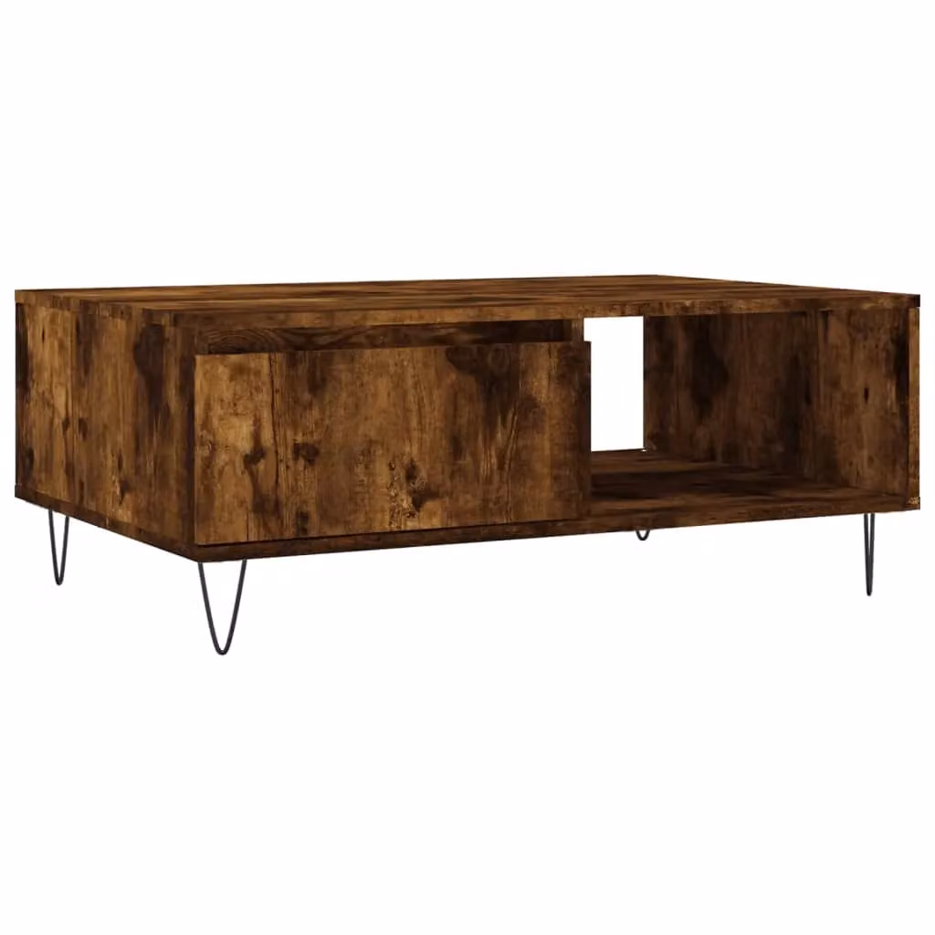Berkfield Home Smoked Oak Coffee Table in Brown, W/D/H: 90 x 60 x 35 cm – 2