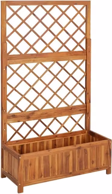 Berkfield Home Raised Bed with Trellis in Brown Solid Acacia Wood W/D/H: 85 x 38 x 150 cm – 1