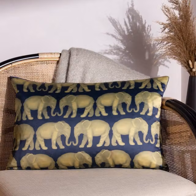 Make It A Home Blue Velvet Elephant Cushion