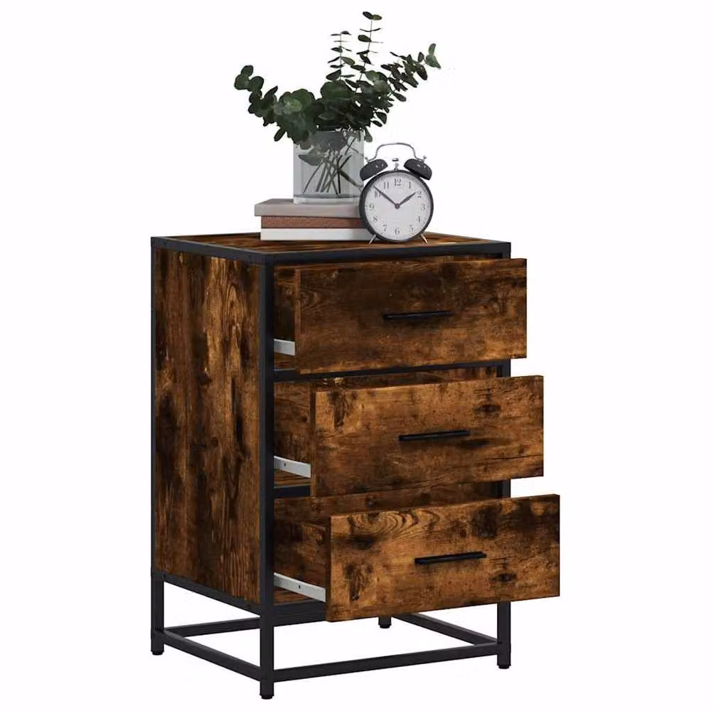 Berkfield Home Bedside Cabinet in Smoked Oak Brown, W/D/H: 40 x 34.5 x 60 cm – 3