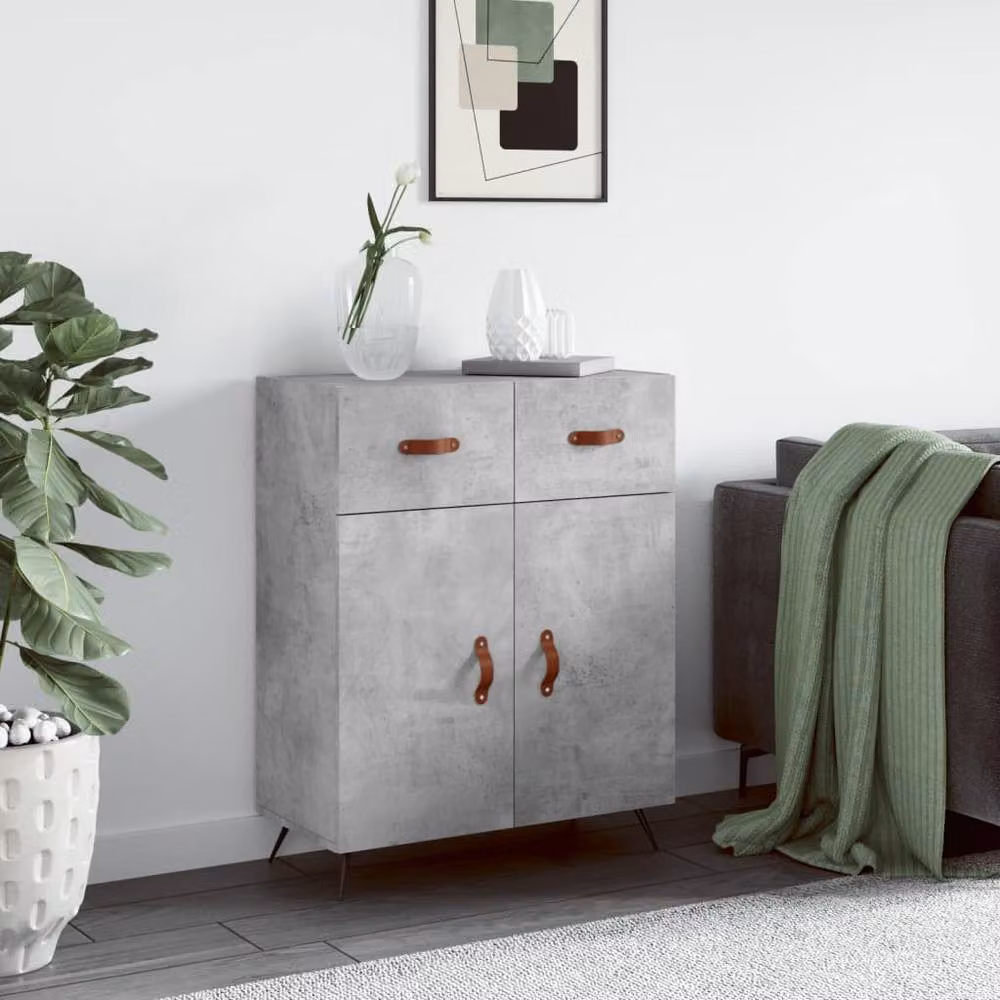 Berkfield Home Modern Sideboard in Concrete Grey, W/D/H: 69.5 x 34 x 90 cm – 2