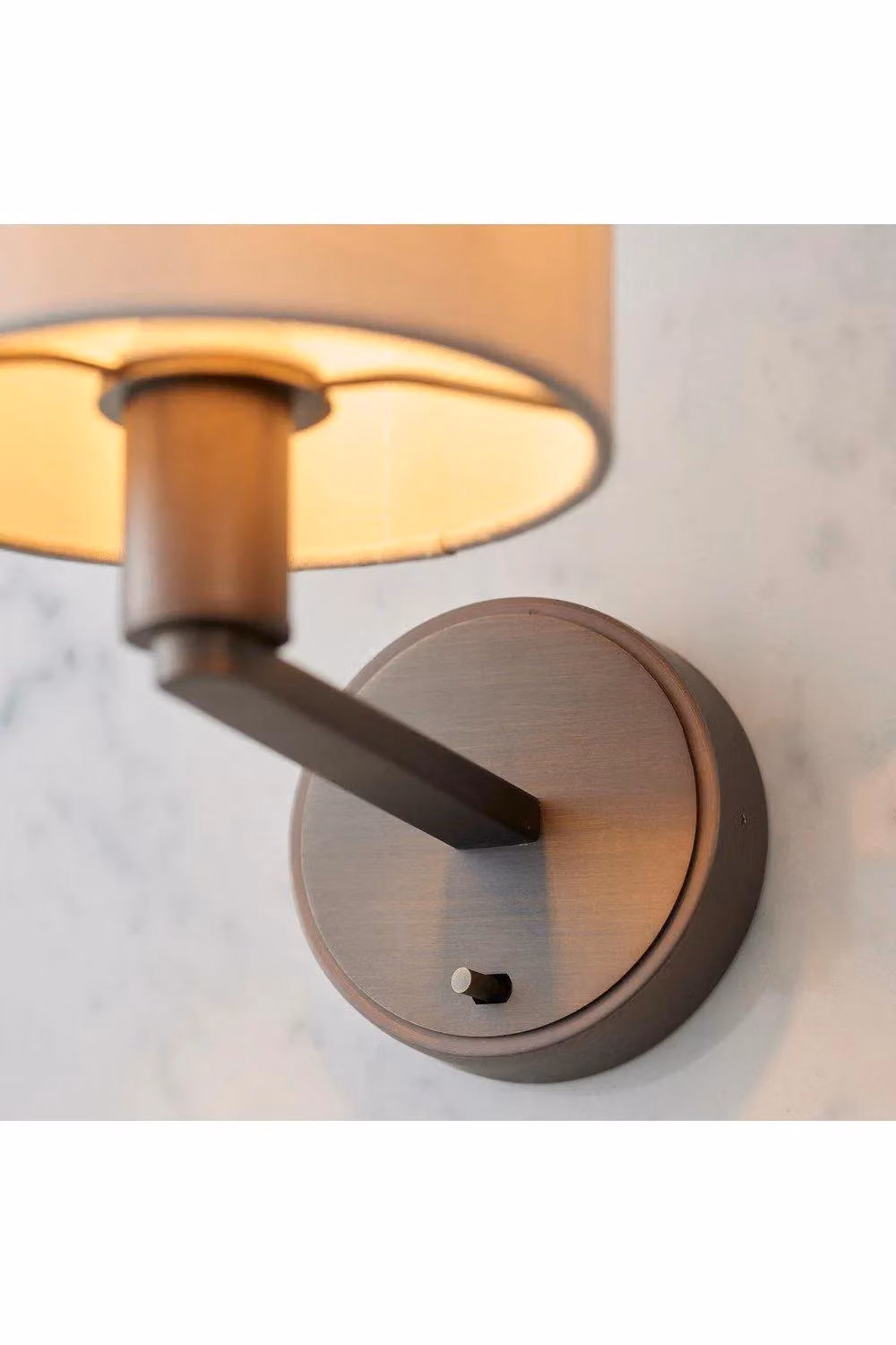 Netlighting Daley Wall Lamp in Antique Bronze and Brown with Marble and Fabric Round Shade and USB Socket – 3