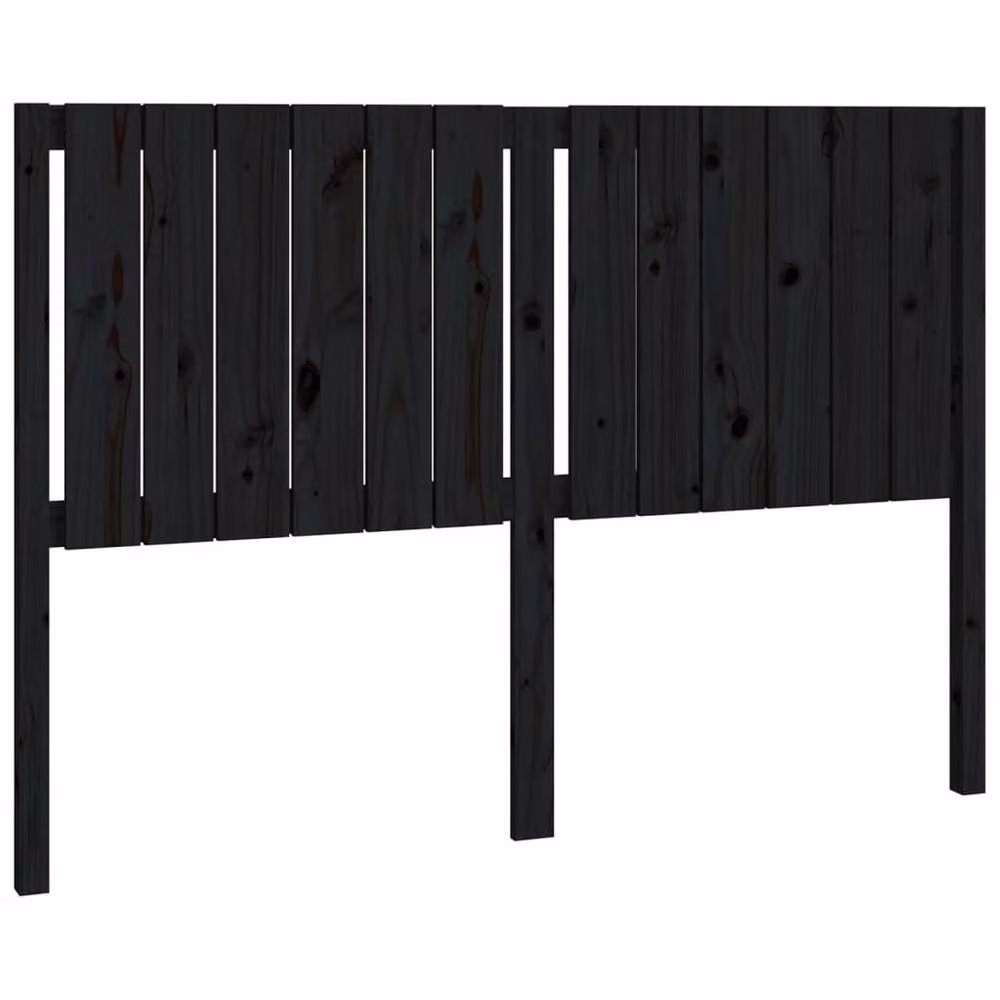 Berkfield Home Beautiful Bed Headboard in Black Solid Pine Wood, W: 145.5 cm, D: 4 cm, H: 100 cm – 2