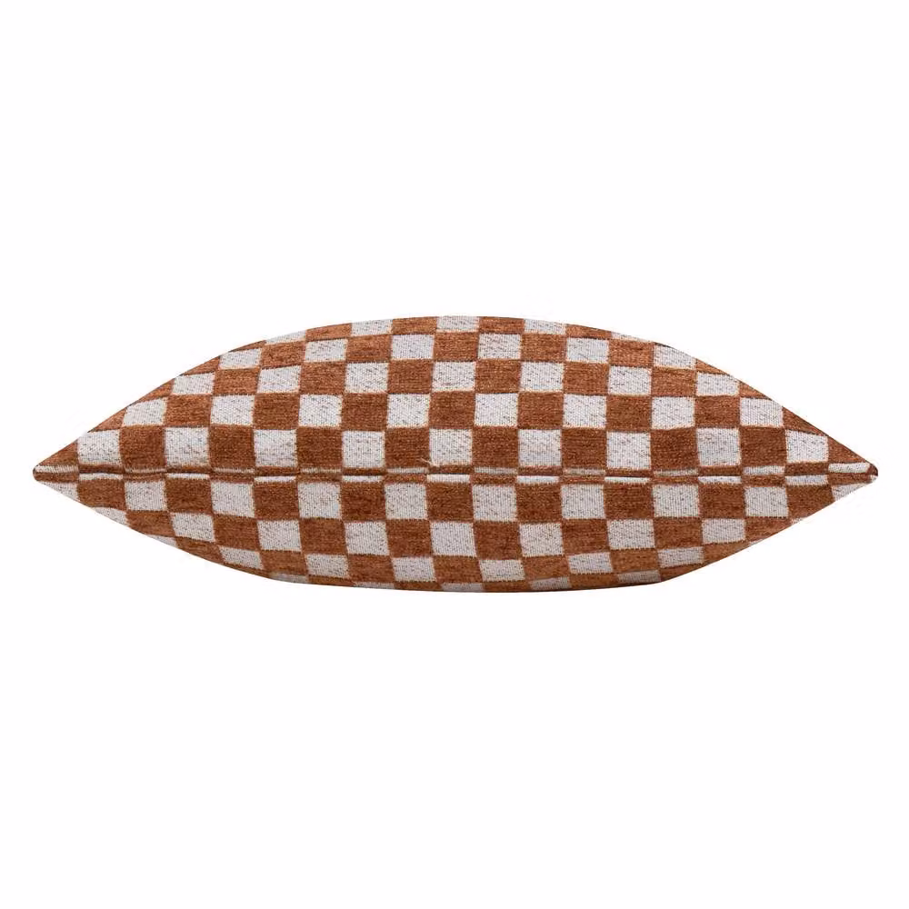HOEM Larro Chenille Checkerboard Decorative Cushion in Copper, 45 x 45 cm – 3
