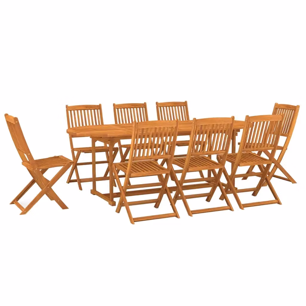 Berkfield Home 9 Piece Rustic Garden Dining Set in Brown Oiled Solid Acacia Wood – 2