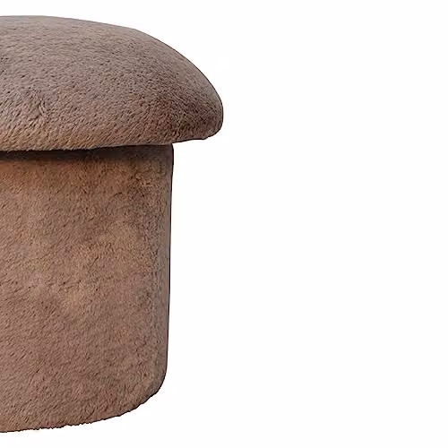 Artisan Furniture Brown Microfibre Mushroom Footstool with Wood Frame W/D/H: 44 x 45 x 44 cm – 3