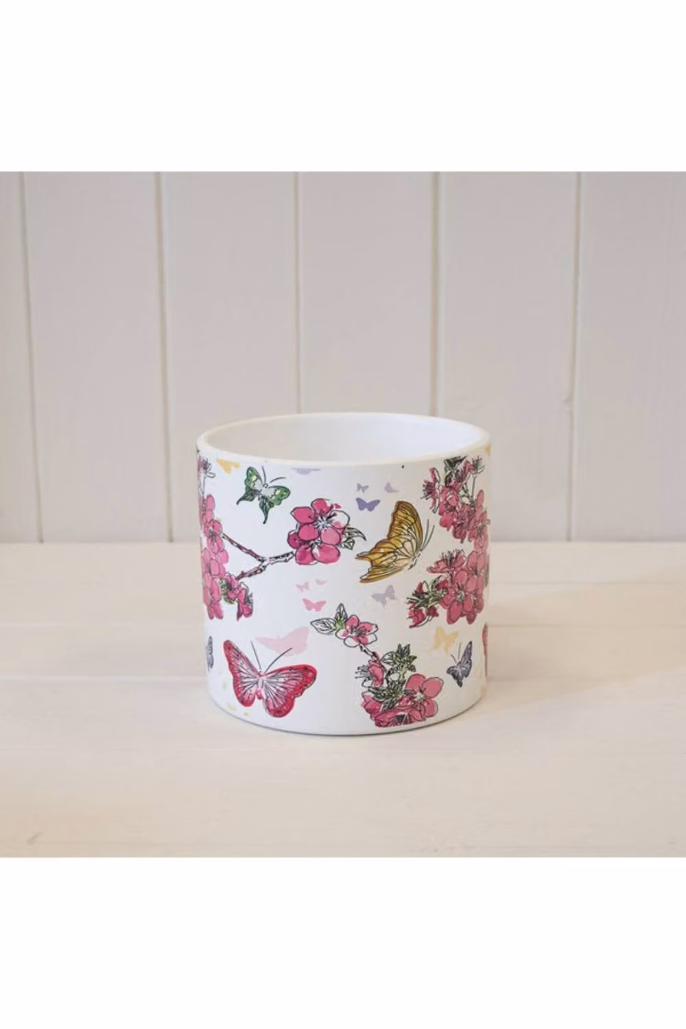KDMD White and Pink Floral Butterfly Ceramic Tabletop Pot – 2