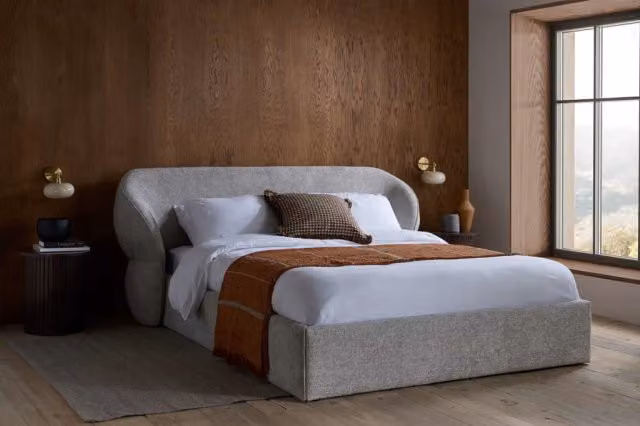 Birlea Milan Grey Bouclé Upholstered Double Bed Frame