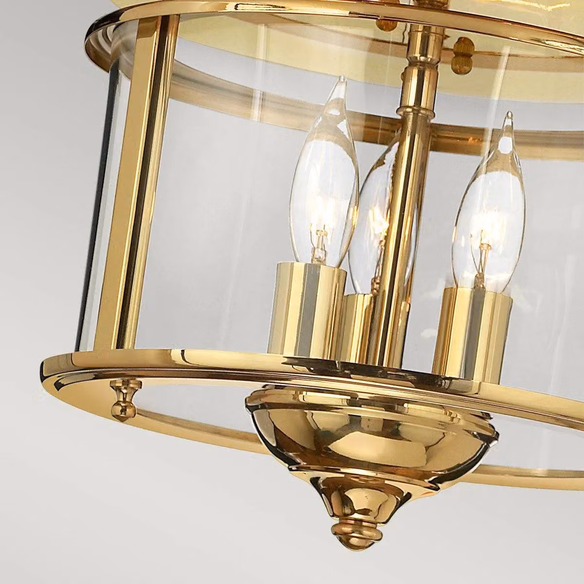 Netlighting Gentry 3 Light Flush Mount Ceiling Light in Gold/Brass with Transparent Glass and E14 Base – 2