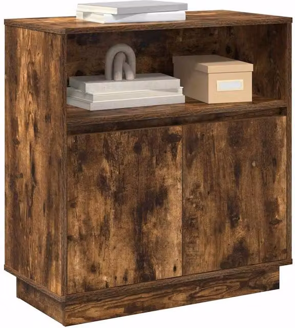 Berkfield Home Smoked Oak Sideboard with Integrated LED Lighting in Brown, W/D/H: 75 x 34.5 x 71 cm – 1